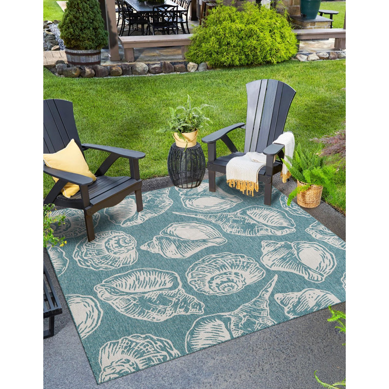Contemporary Aviesel Area Rug Aqua Color, Square 10'