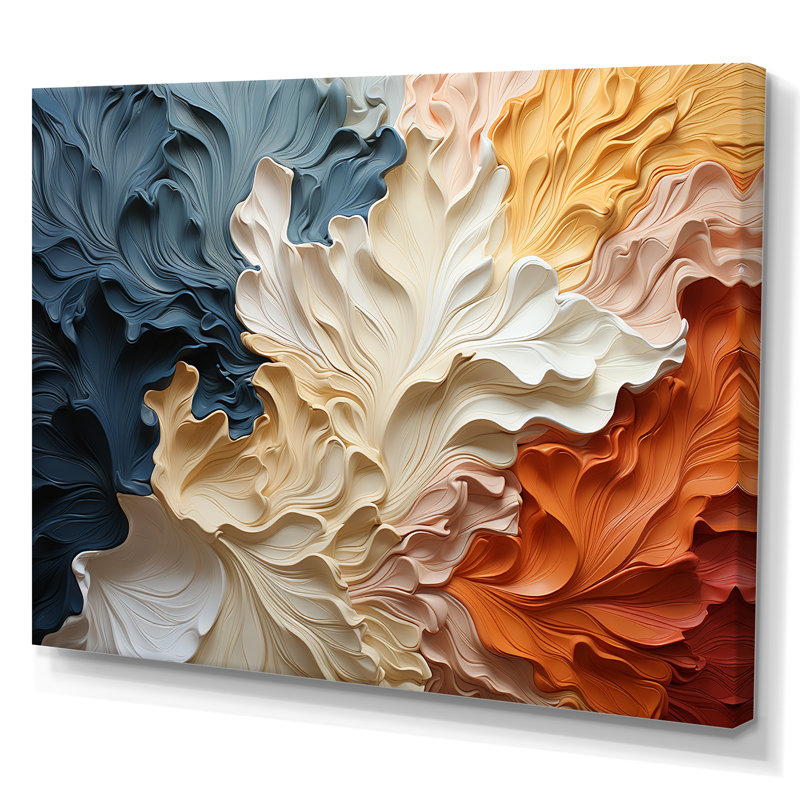 "Custards Collage" beige et orange III - Décoration murale abstraite, H 16 po x l 32 po x P 1 po, Toile tendue