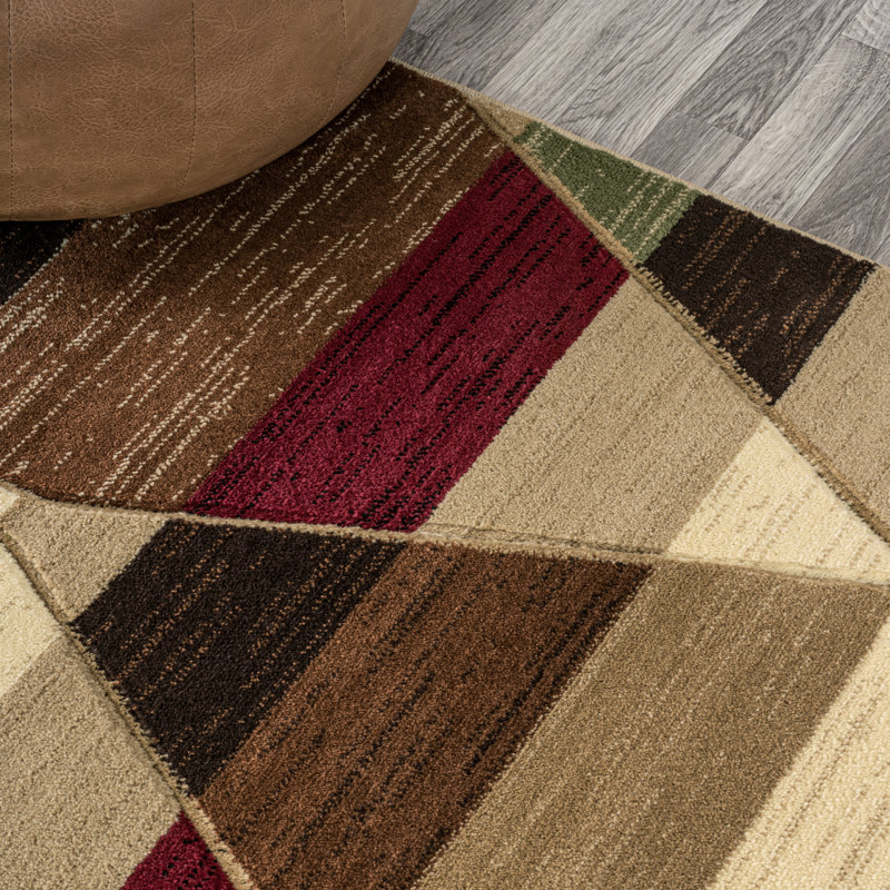 Kehoe Retro Diamonds Geometric Red/Brown/Cream Rug, Runner 2'2" x 7'10"