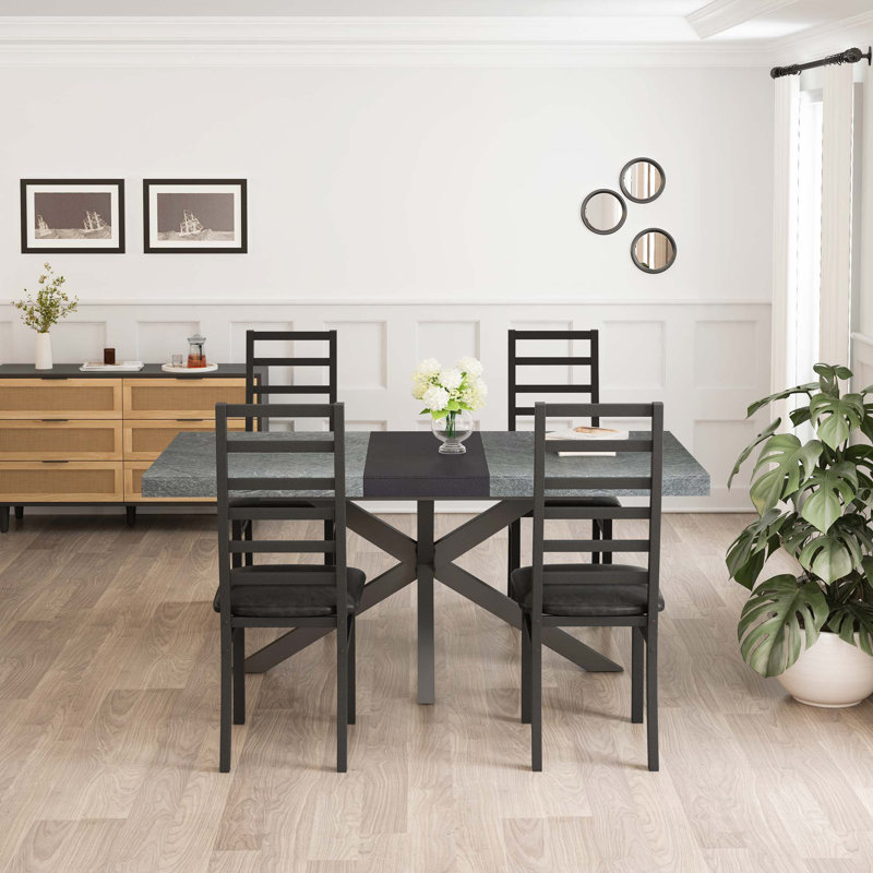 5PC Retro Rectangular Stretch Dining Table
