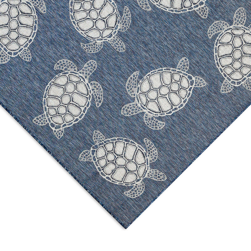 Tapis intérieur / extérieur bleu marine Saldanha, Rectangle 6 pi 6 po x 9 pi 4 po