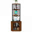 Armoires | Armoire de rangement de coin autoportante à 6 niveaux de 65 po | avec station de charge et support à verres à vin | Moderne | Brun noyer | Salon