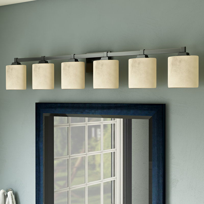 Éclairage pour salle de bain 6 lumières Brey, Noir mat