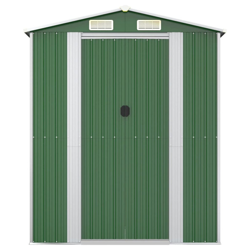 Galvanised Steel Apex Garden Shed, Green, 223cm H X 192cm W X 108cm D