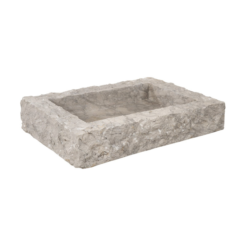 Pot à fleurs en marbre, gris, H 6 po x l 28 po x P 20 po