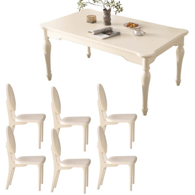 Table de salle à manger en bois de cerisier blanc crème