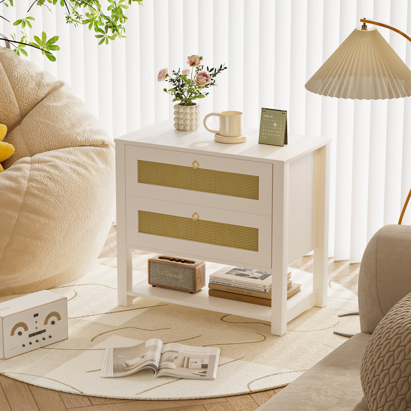 25.6'' Nightstand with 2-Drawer and 1 Open Shelf(Set of 2)