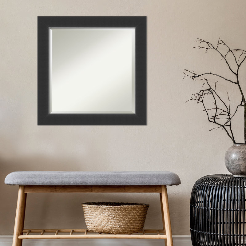 Miroir d'appoint Demoss, Cadre noir, Noir, 25 po x 25 po