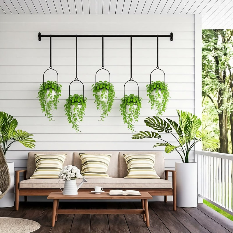Un support de rangement de cuisine réglable et extensible avec 5 pots de fleurs; Doté d'une structure en métal, convient à une utilisation intérieure et extérieure; Idéal pour les rebords de fenêtre ou les balcons, parfait pour faire pousser des herbes.