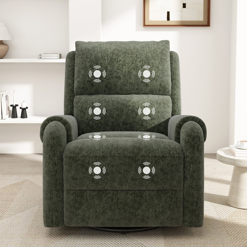  Fauteuil inclinable à massage manuel avec base pivotante, fauteuil de chambre de bébé en chenille, vert, Vert