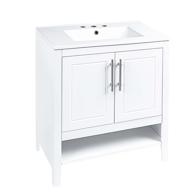 Meuble-lavabo multifonctionnel avec portes et tiroirs 30 po avec lavabo 30 po, Blanc