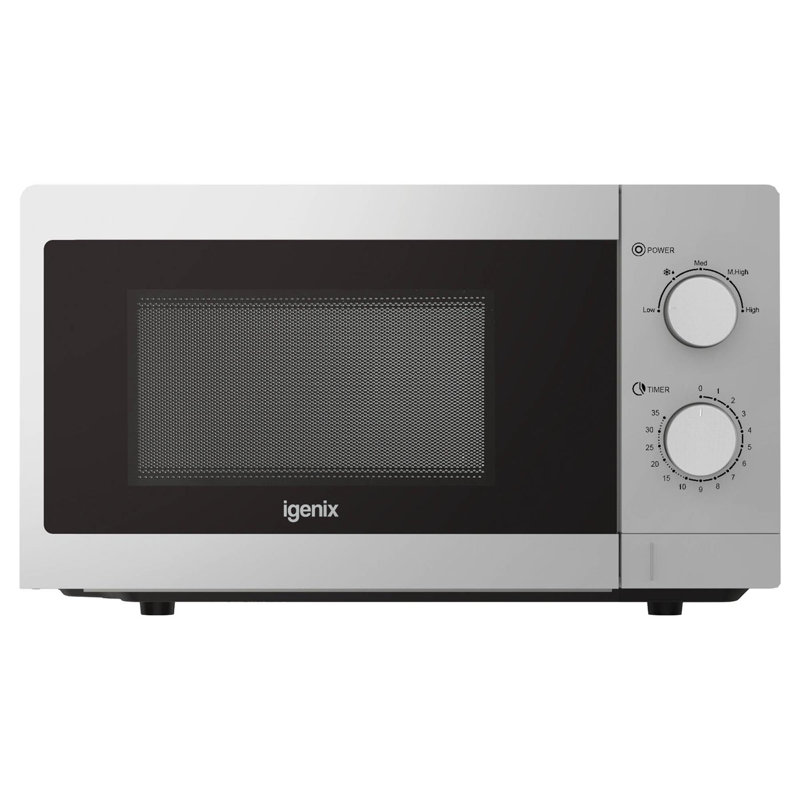 Igenix 20L 800W Manual Microwave Black, Silver, 3.3