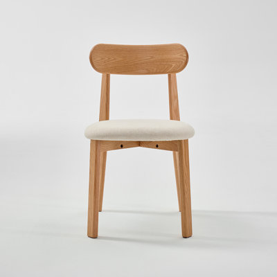 Solid Oak Upholstered Dining Chair with Removable Cover