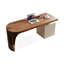 Bureau de direction ovale avec plateau en bois manufacturé et pieds en titane doré-1670840693-1670840695