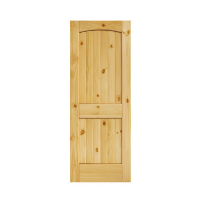 Porte en bois massif 80 po à 2 panneaux sans finition