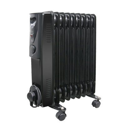 Axton 9 Fin 2000W Oil Filled Radiator Portable Electric Heater  with Thermostat