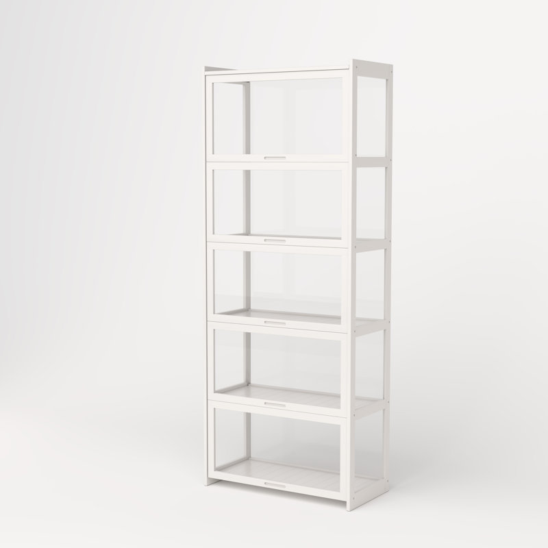 5-Tier Bamboo Storage Cabinet Multipurpose Bookcase Tall Versatile Organizer Shelf for Bathroom Bedroom Living Room, White