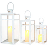 Latitude Run White Metal Candle Lantern Set - Assorted Sizes (12/15/19 Inch)