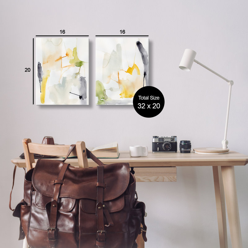  "Watercolor Paint Drips", ensemble de 2 toiles murales par Victoria Barnes, H 20 po x l 16 po