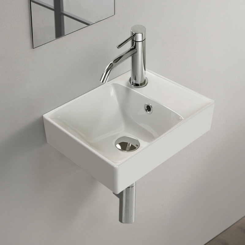 Lavabo de salle de bain rectangulaire en céramique avec trop-plein 11,8 po CeraStyle