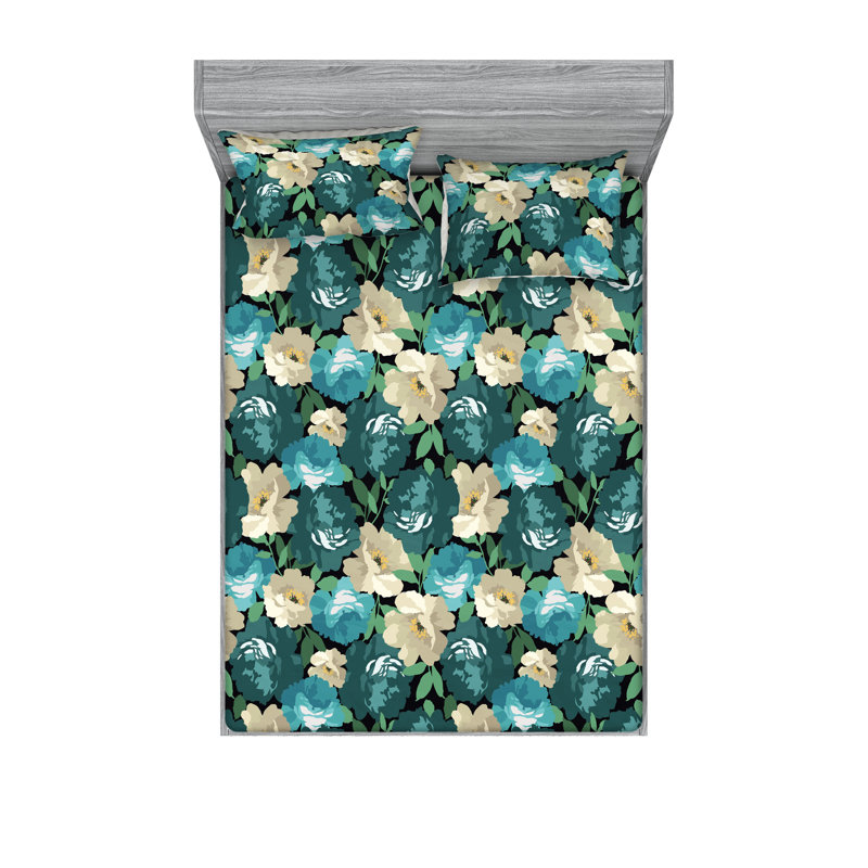 Drap-housse et taies décoratives 3 pièces Ambesonne, Ensemble de draps pour grand lit avec 2 taies d'or
