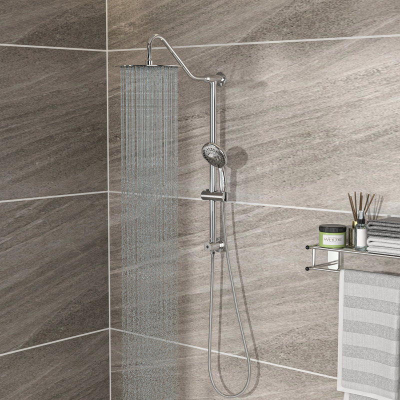 Douche 10 pouces - Douche au-dessus et à la main, 5 modes de sortie, fixation murale, débit de tête de 1,8 gallon par minute