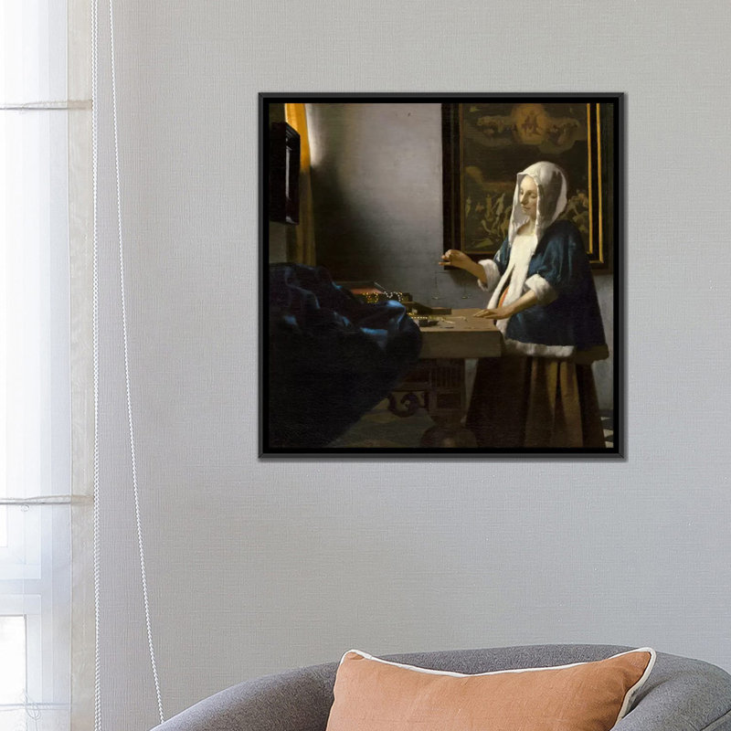 Reproduction d'art sur toile tendue, H 26 po x l 26 po x P 1,5 po, Toile avec cadre flottant noir, Pas de tapis