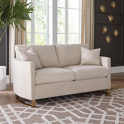 Baber Upholstered Curved Track Arm Loveseat Beige