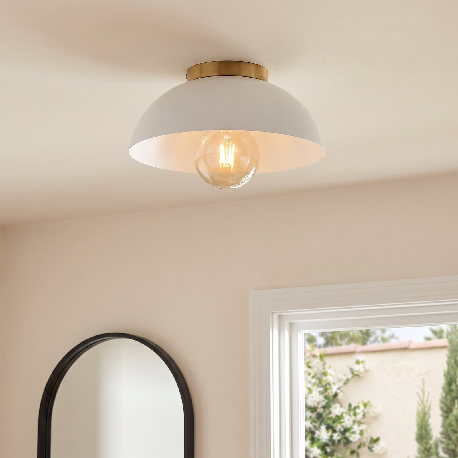 Kebo Single Light Flush Mount, Matte White