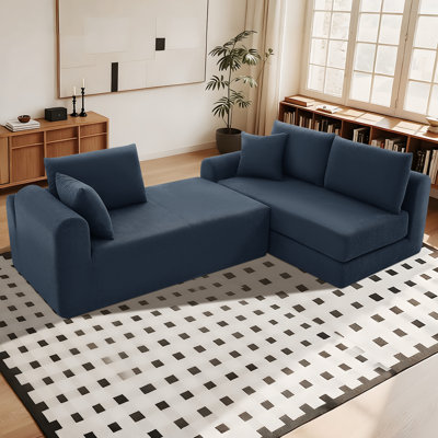 Modular Sectional Couch in a Box 103" L Shaped Boneless Cloud Couch with Deep Seat, Convertible Sofa Bed for Living Room Bedroom Apartments Dorms, No Assembly Required, Right Facing Chaise