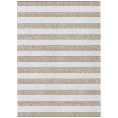 Washable Striped Indoor / Outdoor Rug