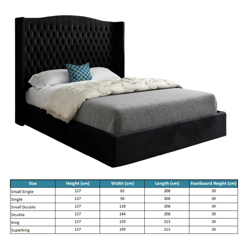 Aldermary Upholstered Bed, Black, Kingsize (5')