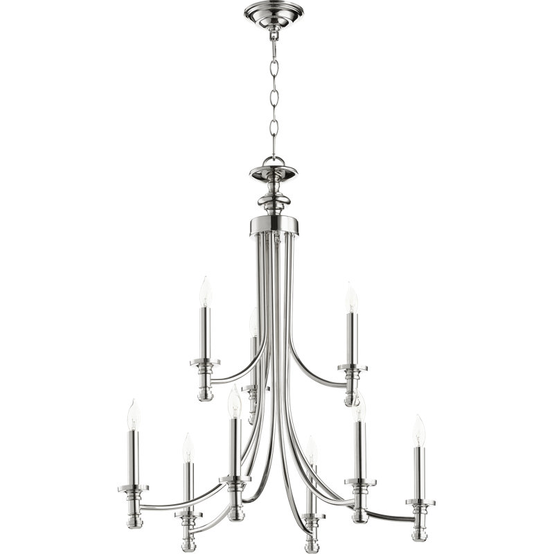 Lustree 9 lumières façon bougie/classique Herman, Nickel poli