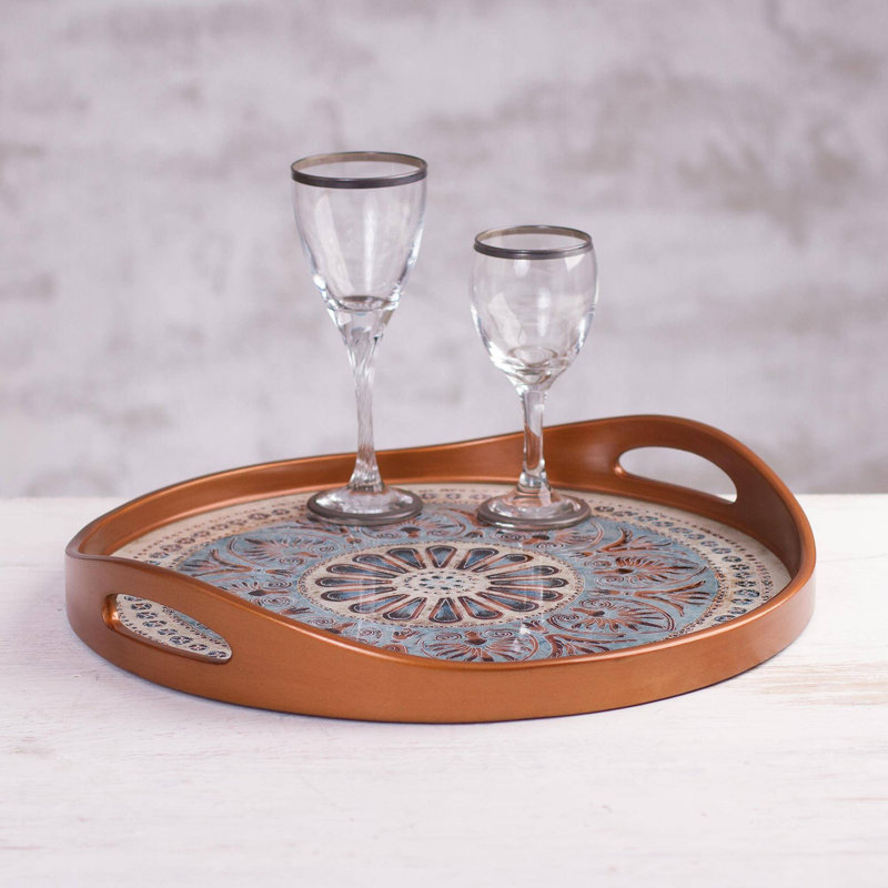 Masterson Glass Decorative Tray, Brown, 2" H x 12.5" W x 12.5" L