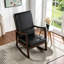 Chaise berçante en cuir synthétique brun foncé et finition espresso