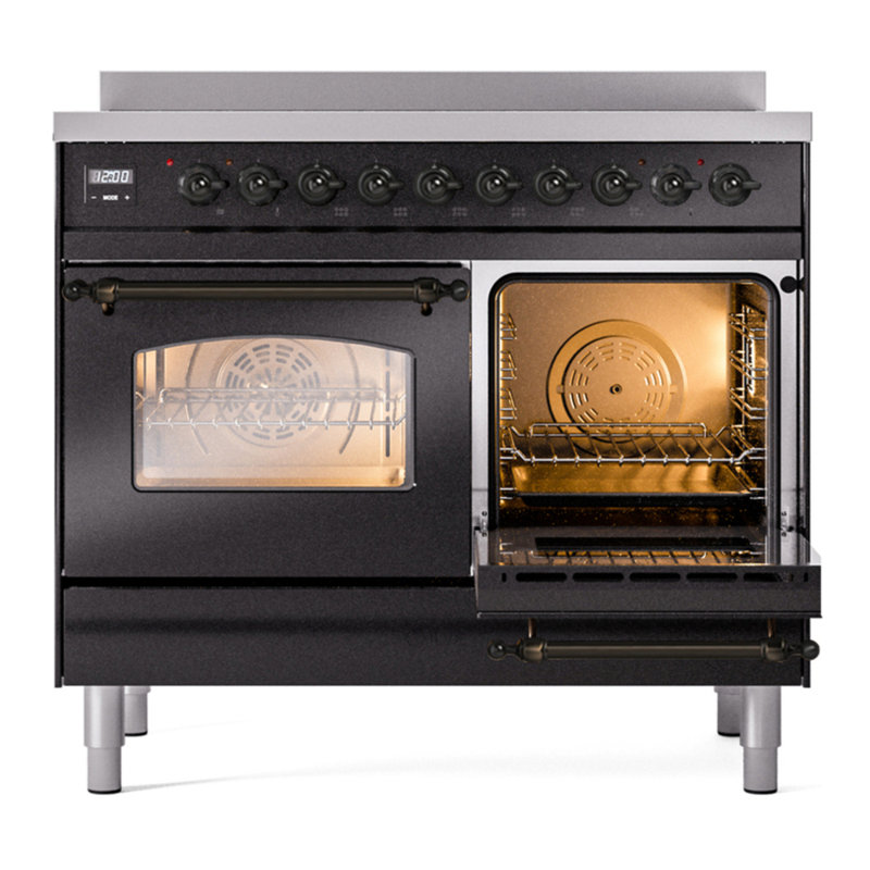 ILVE Nostalgie II 40 in Induction Range, Glossy Black/Bronze