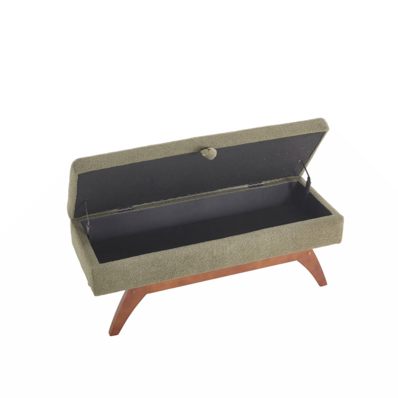 46.8'' Wide Rectangle Storage Ottoman Faux Leather Ottoman With Storage Bedroom Bench Upholstered Bench, Green