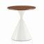 Ensemble de 2 tables basses rondes, plateau en noyer avec piètement en acier, table basse multifonctionnelle et élégante, blanc et noyer-665353779