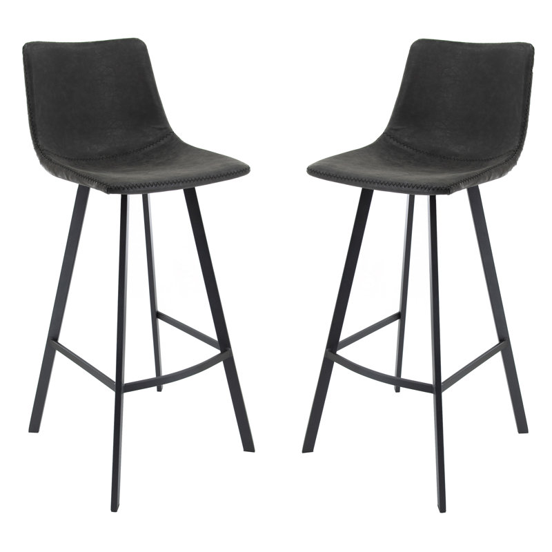 Upholstered Counter Stool, Charcoal Black