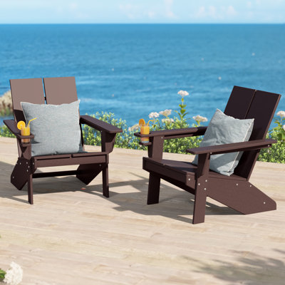 Modern Poly Adirondack Chair (Set Of 2), Black