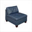 Fauteuil d'appoint contemporain sans accoudoirs en cuir véritable capitonné, salon bleu marine pour adultes