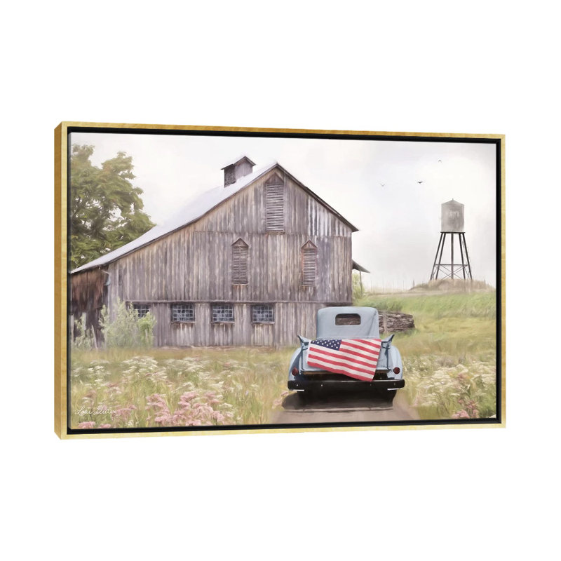 "Flag on tailgate" par Lori Deiter-impression d’art graphique, Pas de tapis, H 18 po x l 26 po x P 1,5 po
