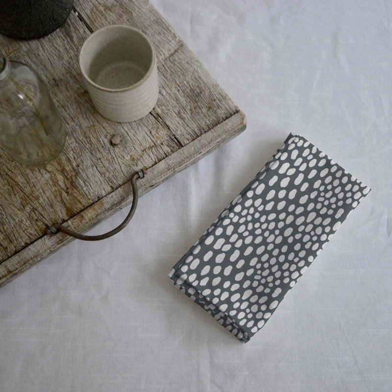 Cadi 100% Cotton Animal Print Square Napkin, Grey
