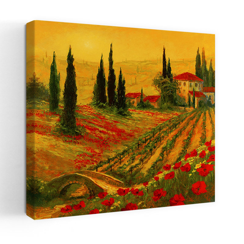 Coquelicots de Toscano I, art contemporain de l'architecture de coquelicots abstraits, H 36 po x l 36 po