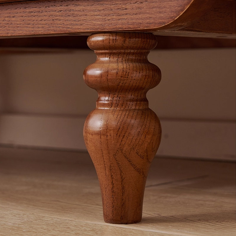 Nut-brown+Black Solid Wood Accent Cabinet
