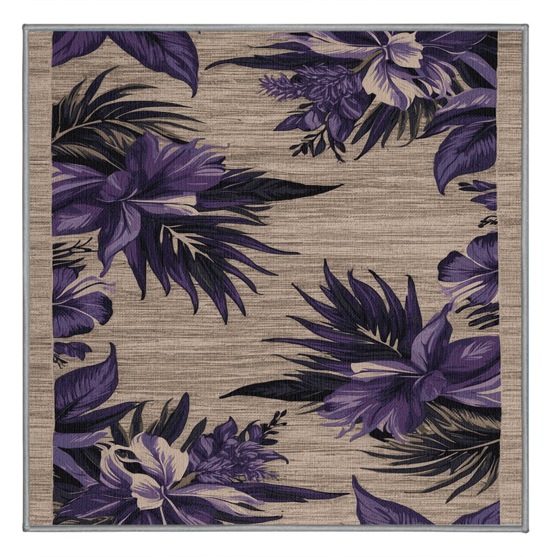  Tapis hawaïen lavable Island Purples, Carré 7 pi