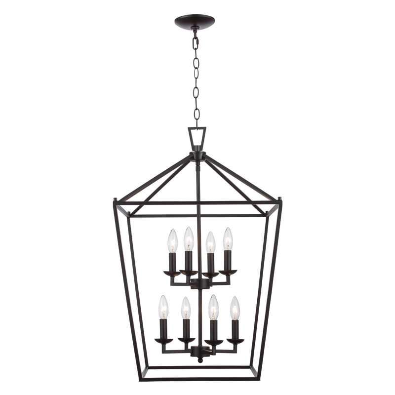 Lustre géométrique 8 lumières Hertford , H 29,5 po x l 19 po x P 19 po, Bronze huilé
