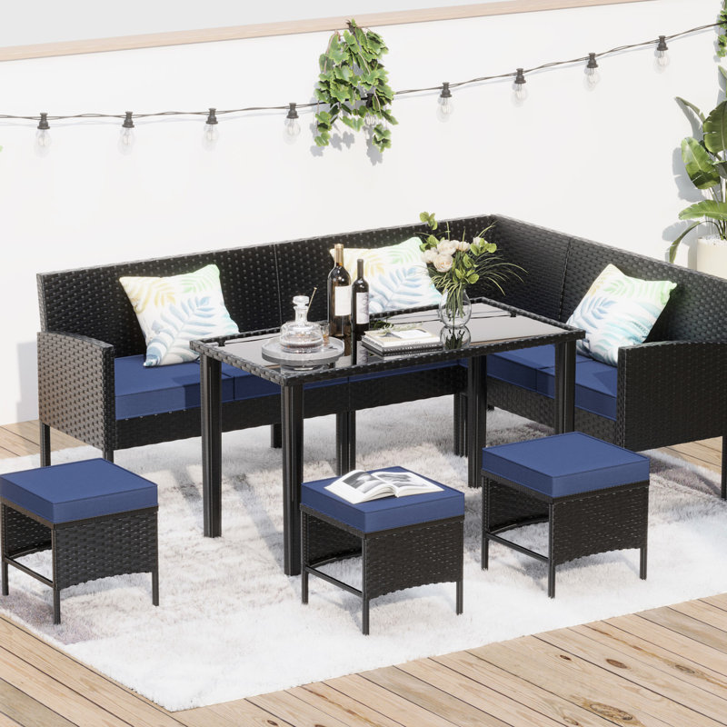 Mobilier d'extérieur pour la cour arrière, coussins de siège en maille respirante de 7 pièces, mousse haute élasticité toutes saisons, structure et peau, utilisation