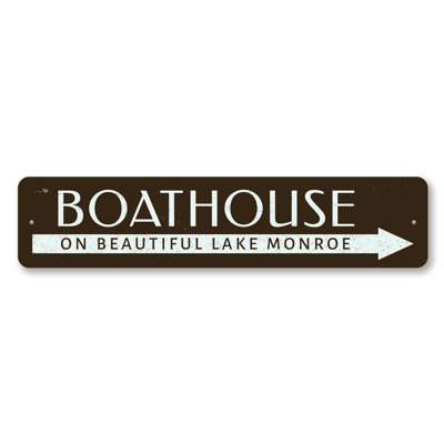 Enseigne en aluminium personnalisée Boat House Lake