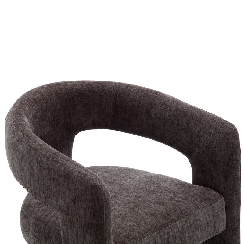 Modern Upholstered Barrel Dining Chairs, Deep Gray Chenille